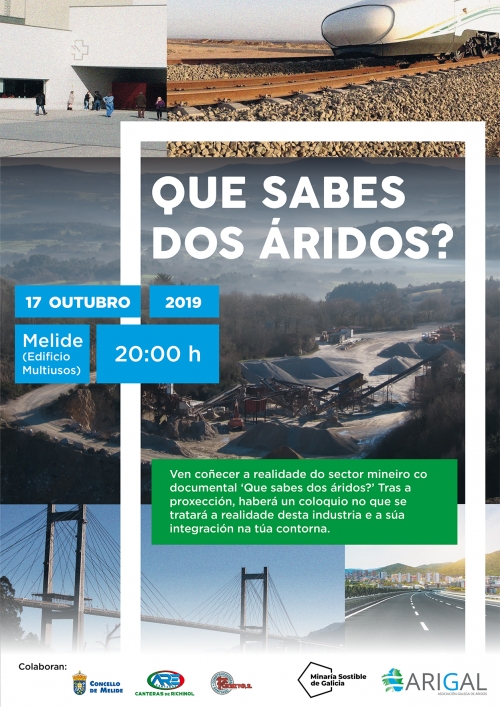 Arigal presenta o documental ‘Que sabes dos áridos?’ en varios concellos de Galicia